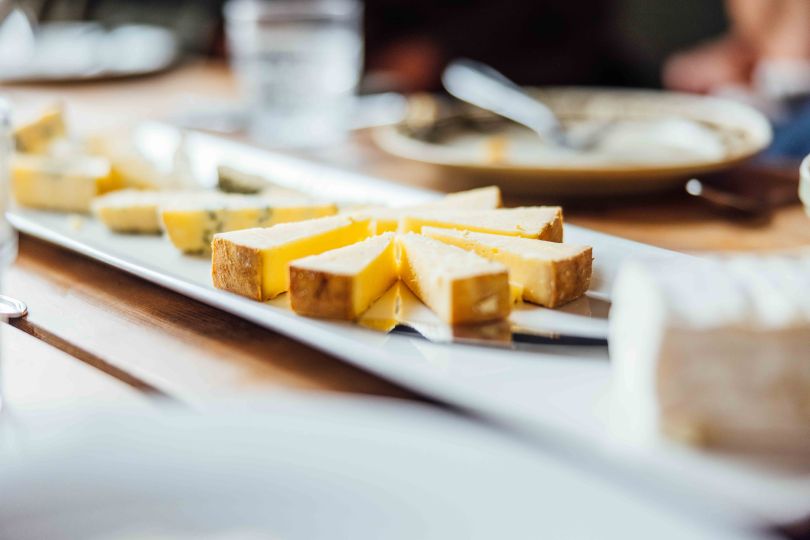 different types of Norwegian cheese on a plate