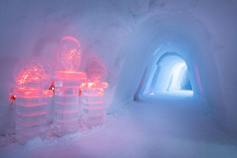 Ice sculpture inside of Ice dom