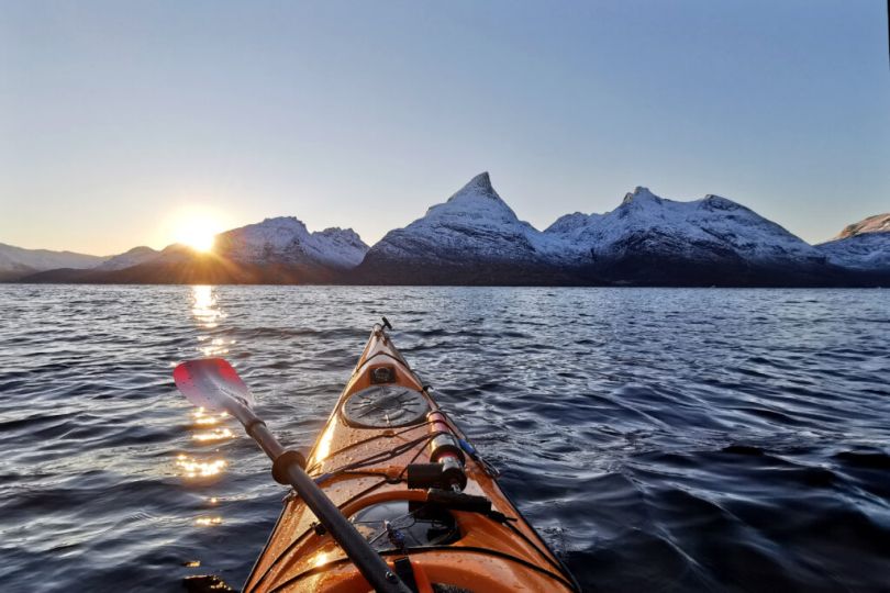 Winter kayaking in Tromso Norway