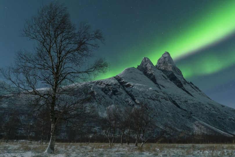 Northern Lights over mountain