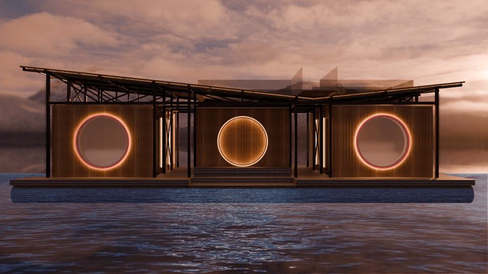 Photos of lighting design of Vervet sauna by Lyskomponenter, based on architect drawing by LY Minihus