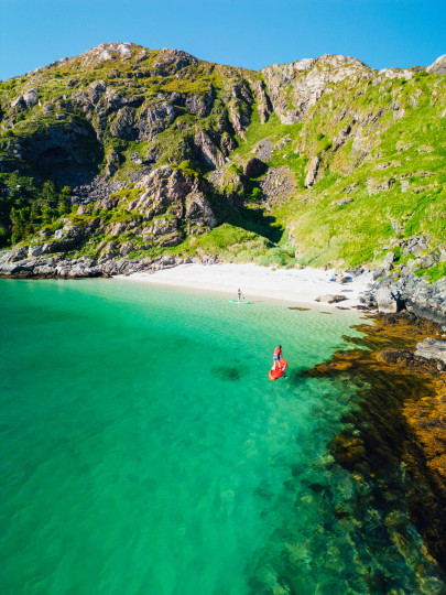 Summer SUP turquoise water and white beach