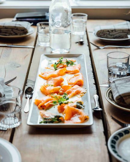 cured and smoked salmon on a plate